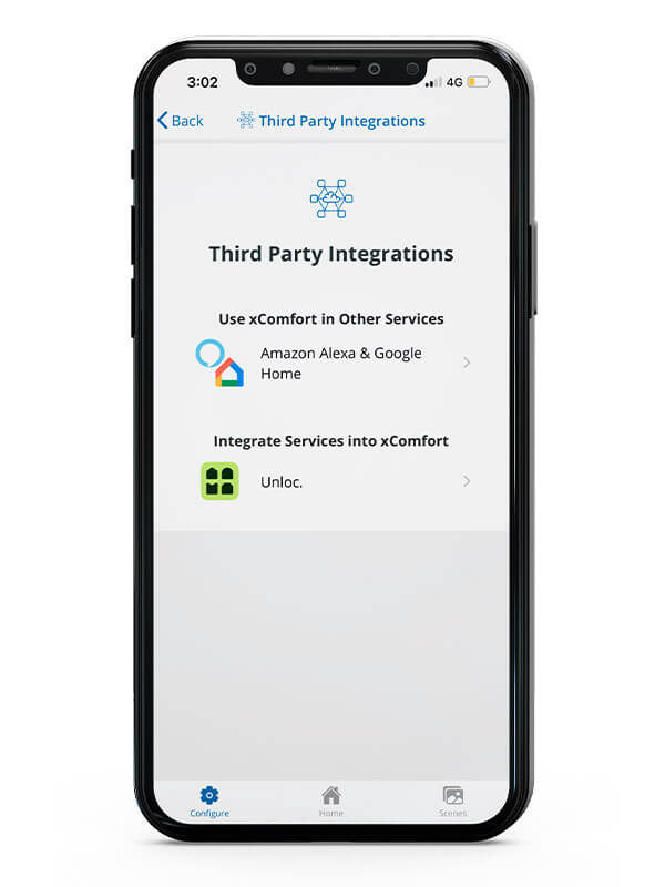 xComfort-appen vises på en mobilskjerm